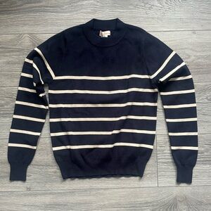 NEW Red Marine Cream Striped Lightweight Long Sleeve Navy Sweater Size M